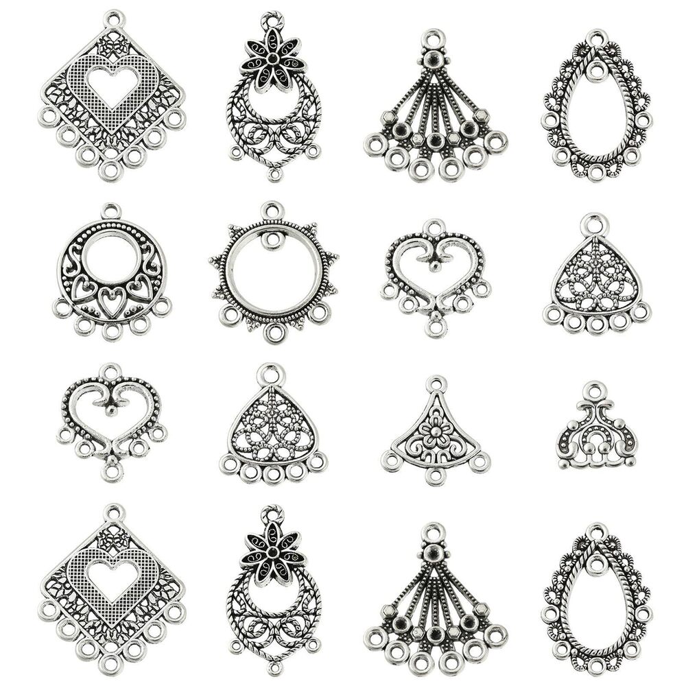 8274 60pcs 10 Styles Chandelier Connector Charms Tinetan Chandelier Earring